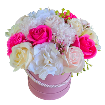 Flowerbox z Kwiatami Mydlanymi w Welurowym Pudełku